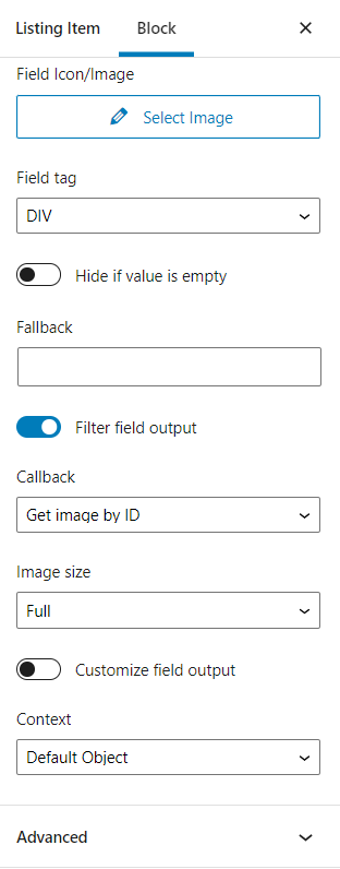 filter field output Gutenberg