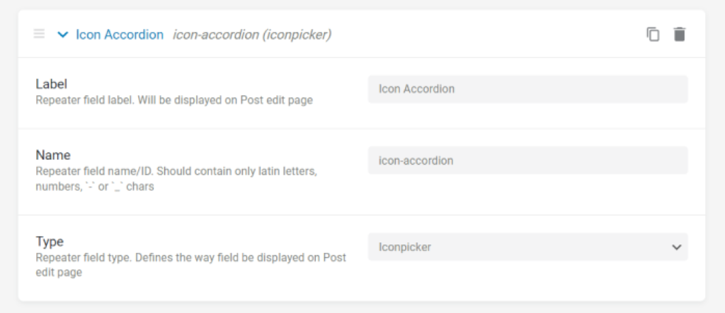 creating an iconpicker field inside repeater