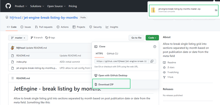 jetengine dev tools break listing by months add on downloading