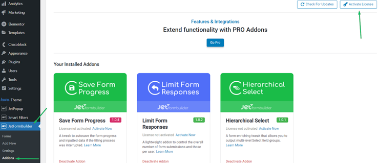 jetformbuilder activate license