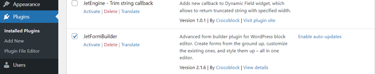 jetformbuilder activation