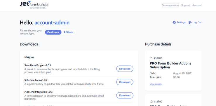 jetformbuilder menu