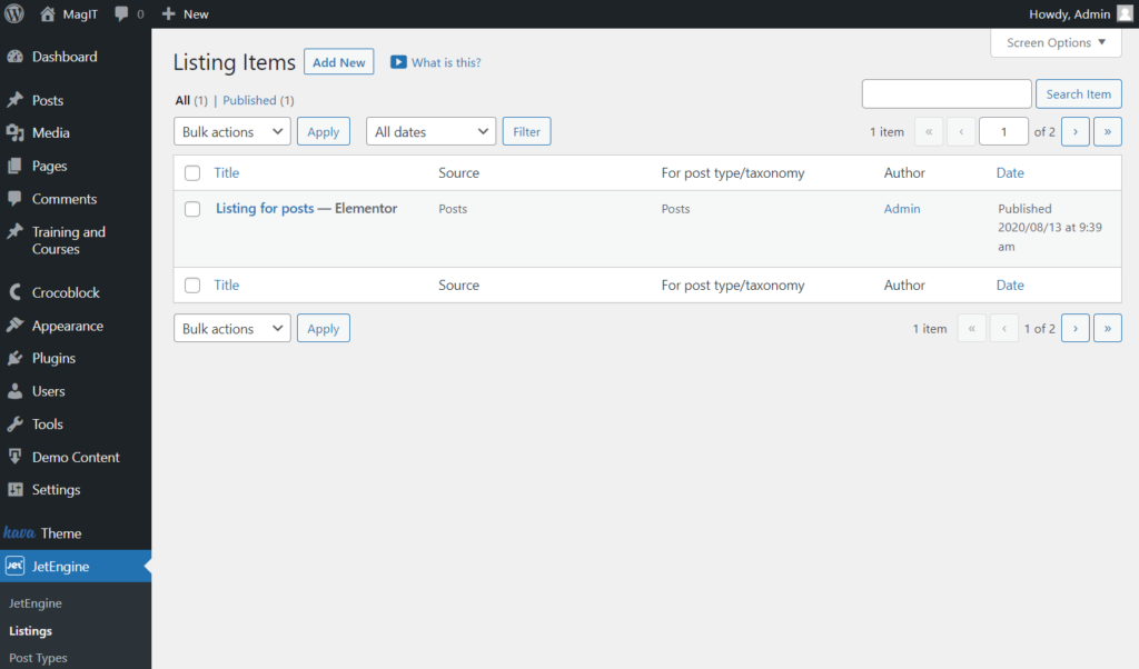 listing items jetengine