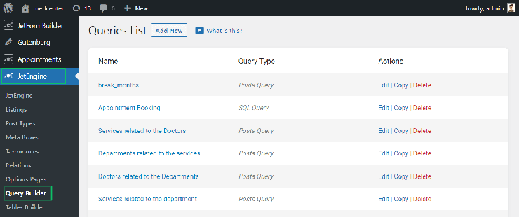 query builder tab