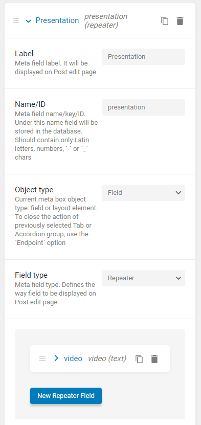 repeater field details