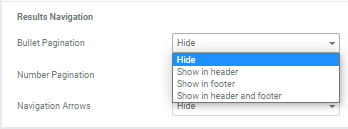 results navigation section of ajax search results widgets