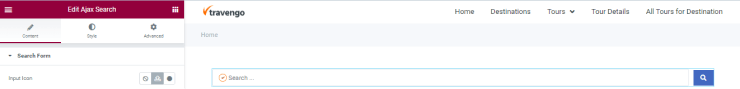 ajax search form editing