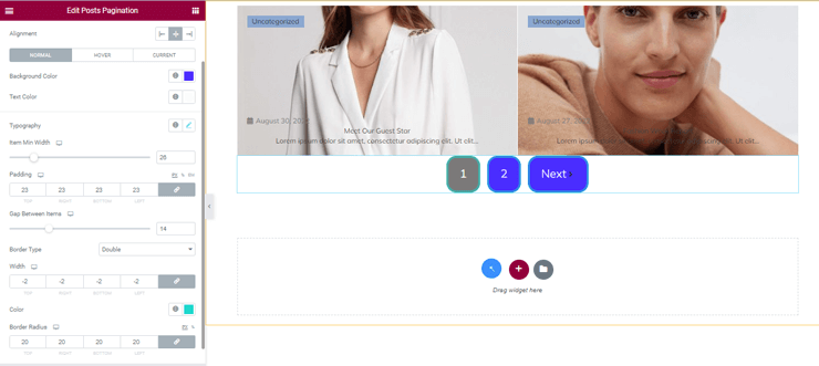 style setting of posts pagination widget