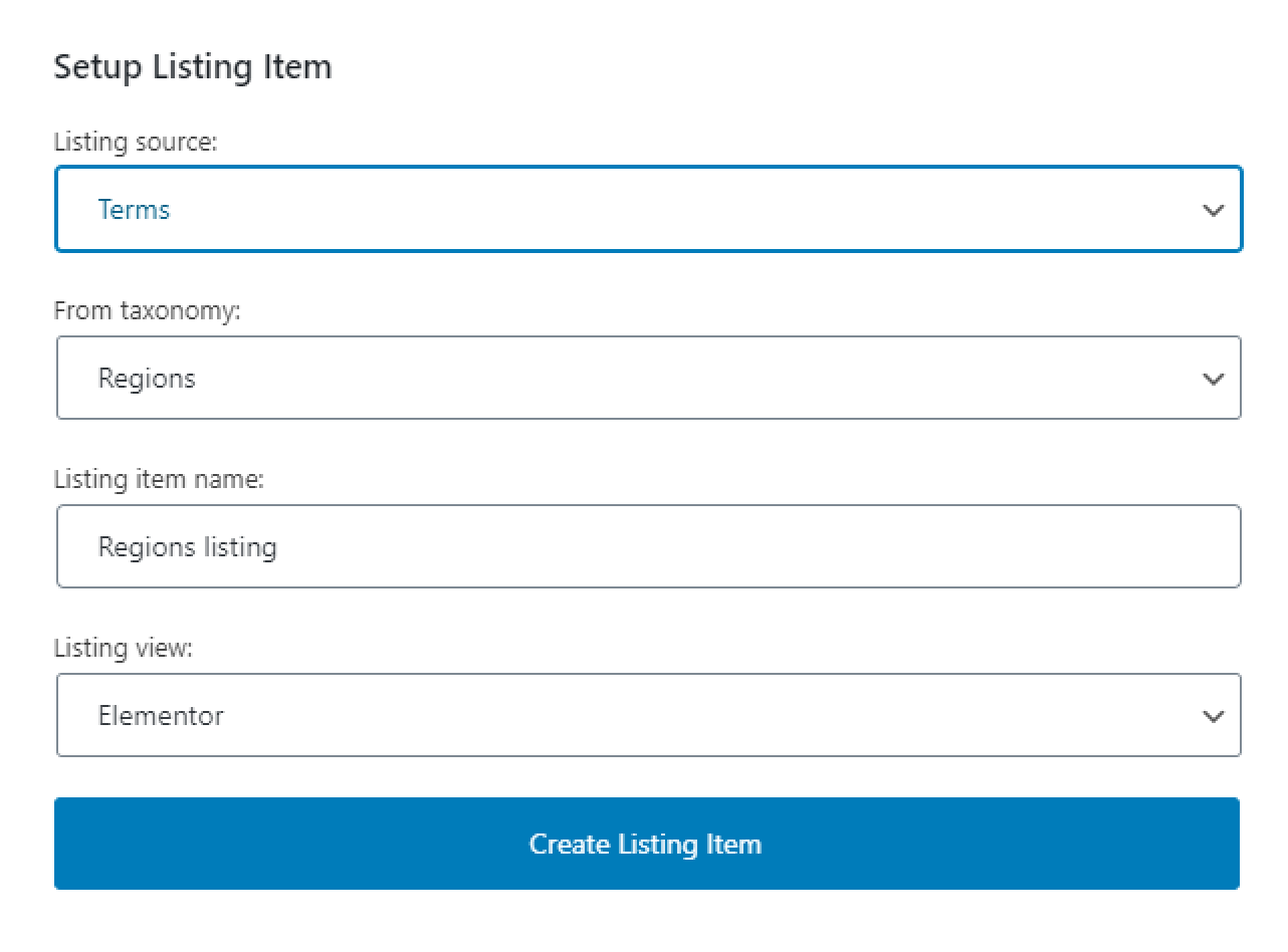 new taxonomy listing creation