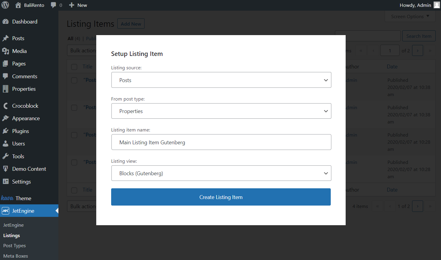 add new listing item