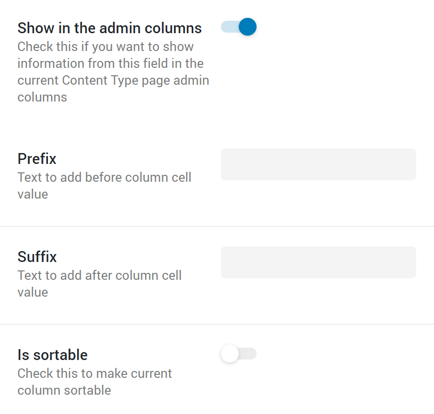 cct admin columns
