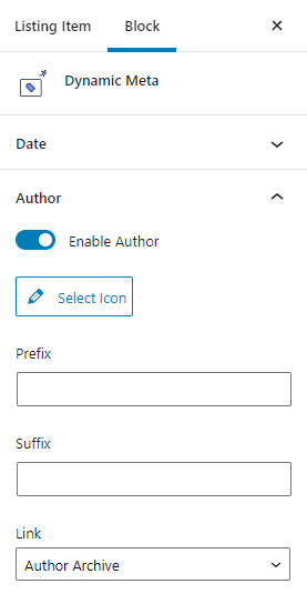 dynamic meta author settings