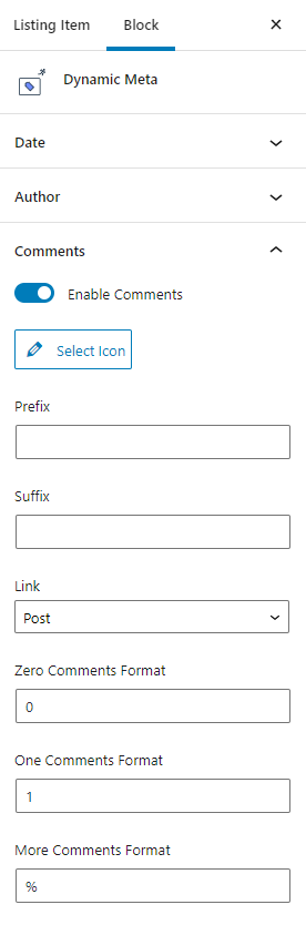 dynamic meta comments settings