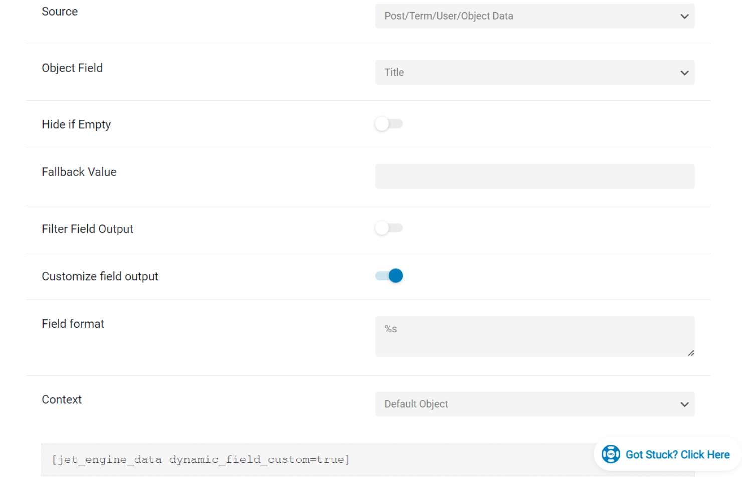 customized field format