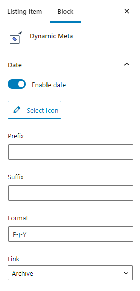 dynamic meta date settings