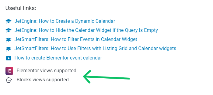 elementor and blocks views supported