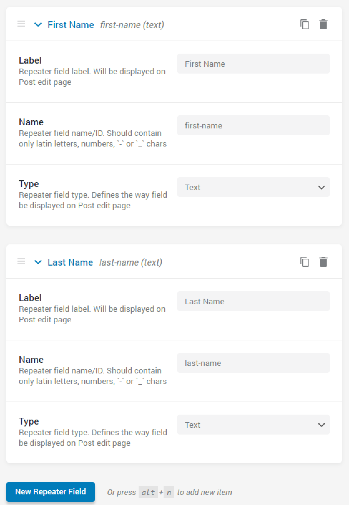 repeater options