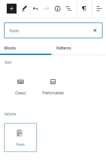 form block in gutenberg