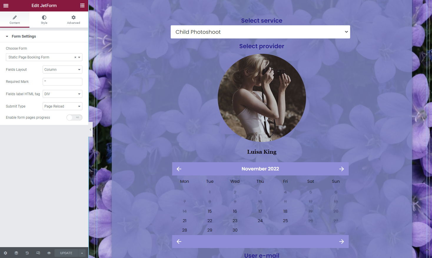 form in elementor