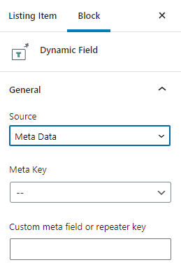 dynamic field general settings