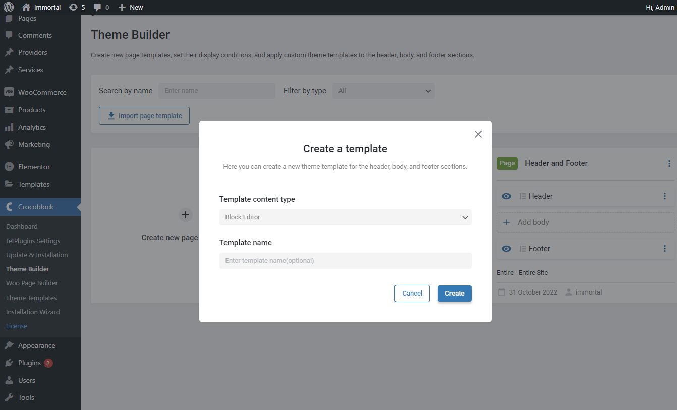 gutenberg template