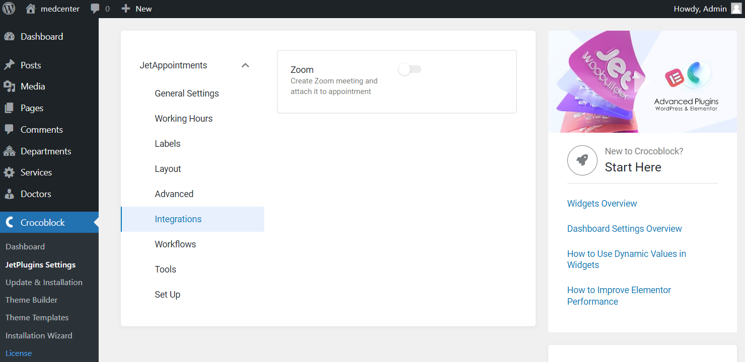 integrations zoom toggle