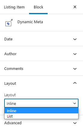 dynamic meta layout settings