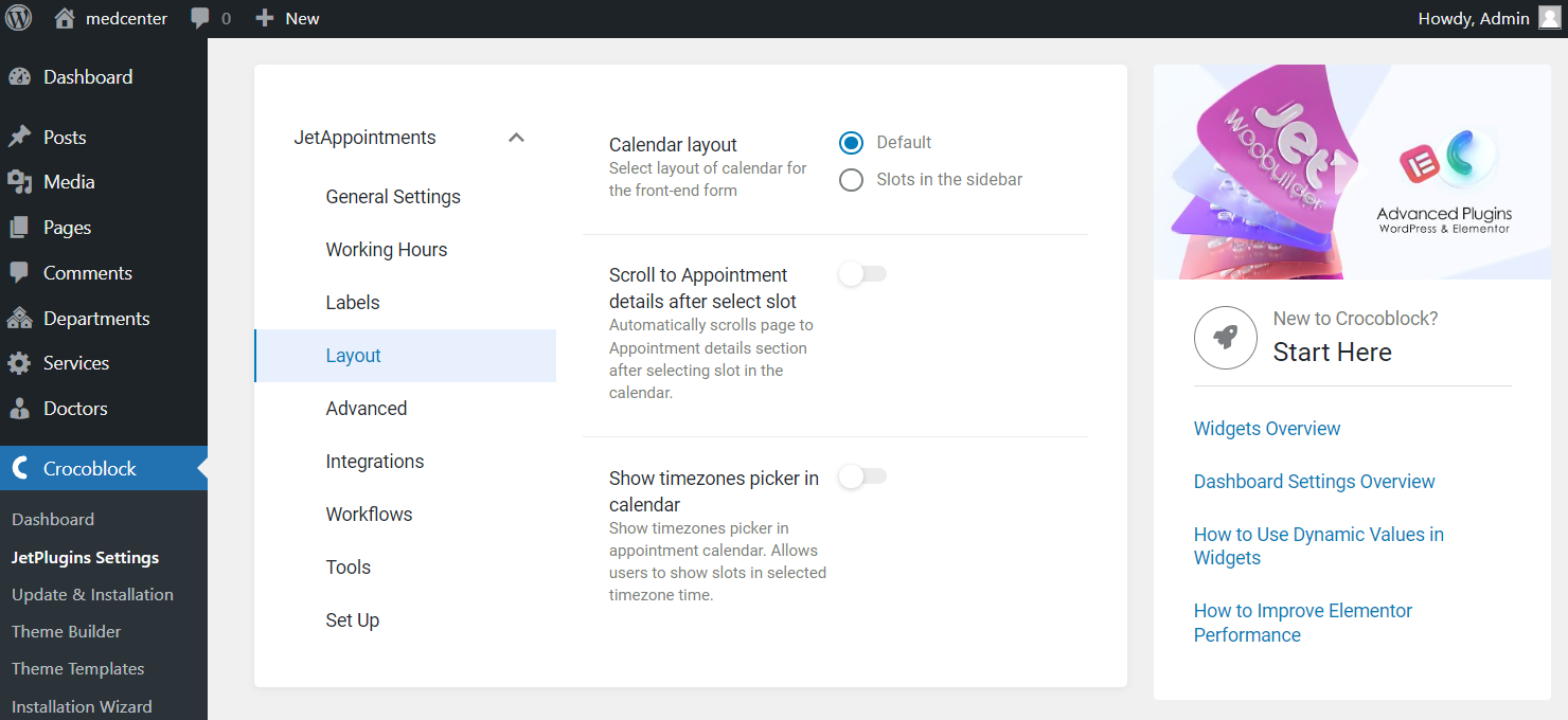layout settings