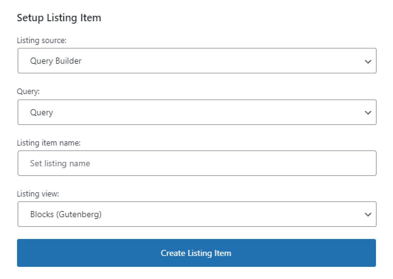 listing query builder