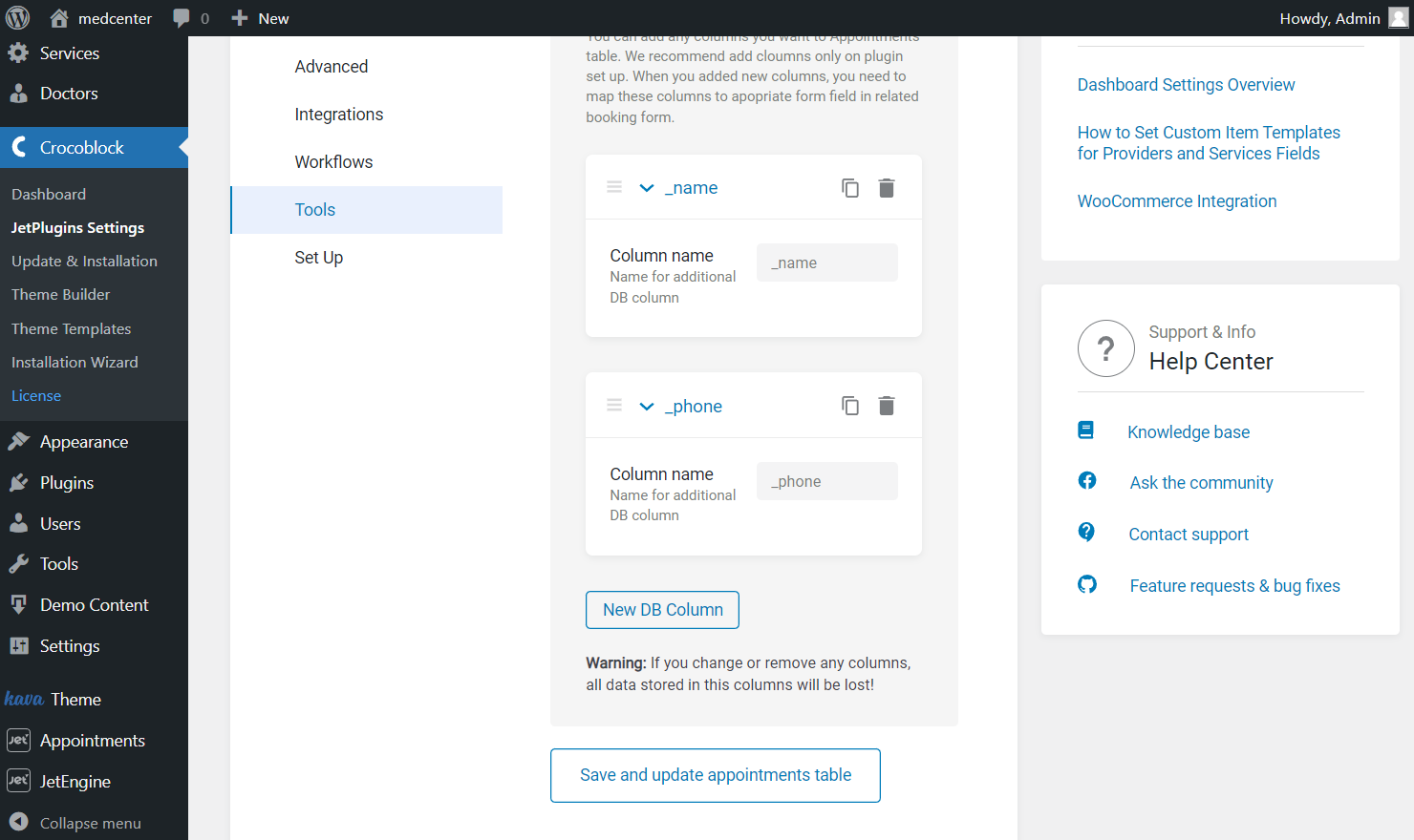 the second part of the tools tab