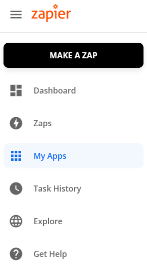 my apps section of Zapier
