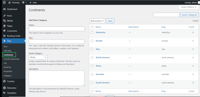 adding categories items