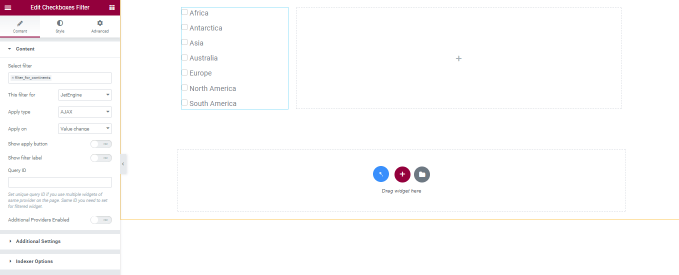 adding checkbox filter