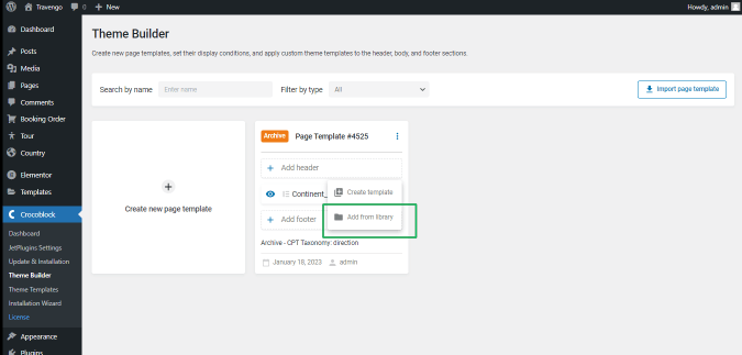 applying the header to the archive template