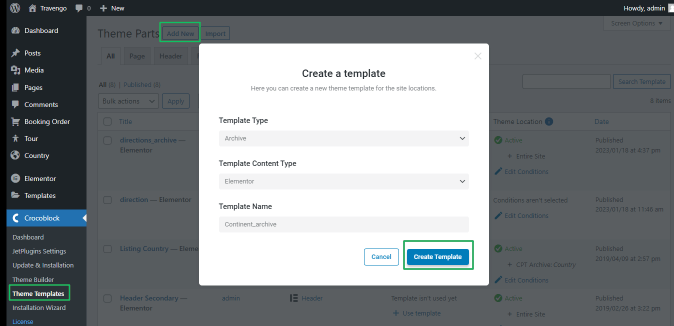 archive template creation