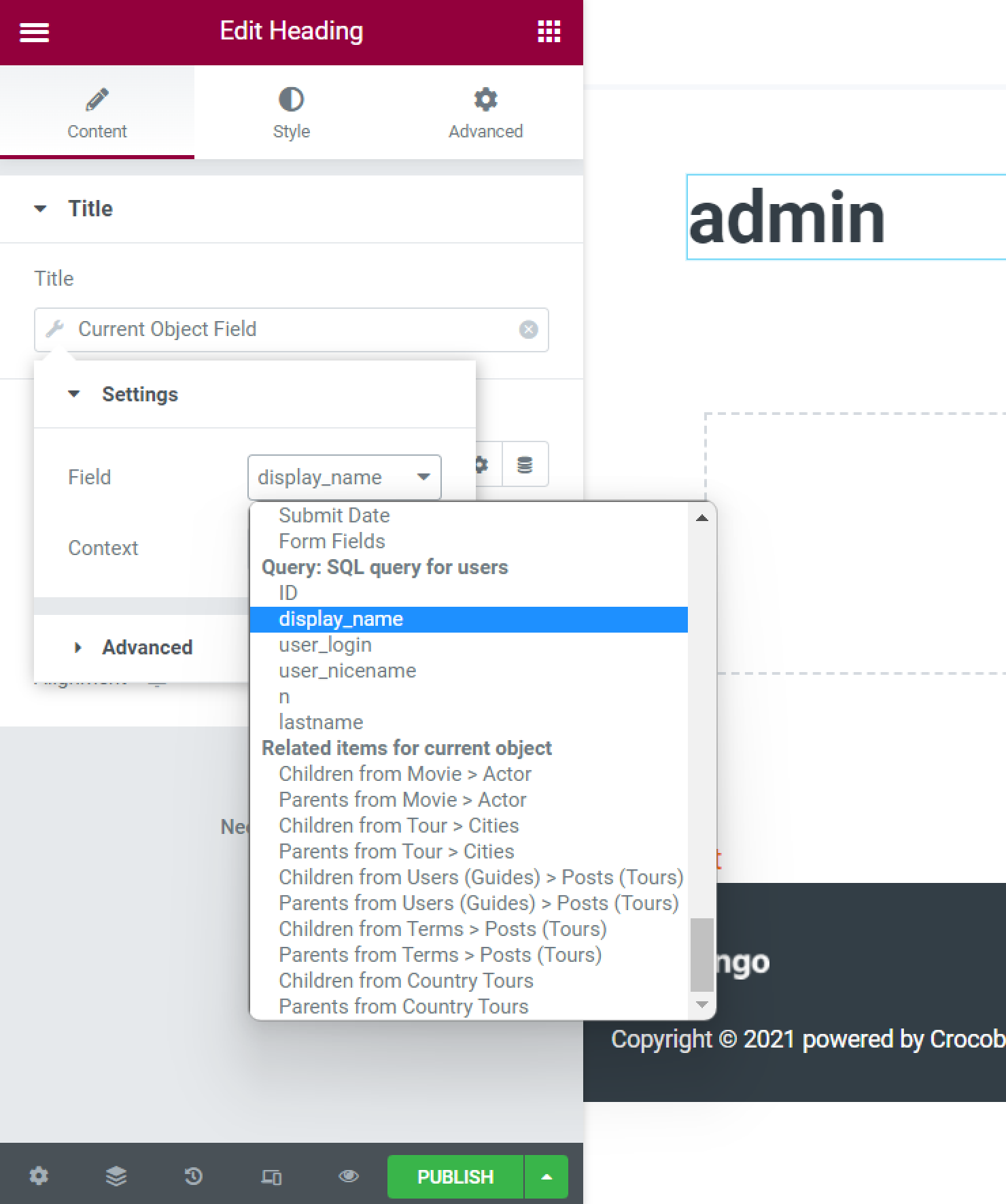 displaying data from SQL query
