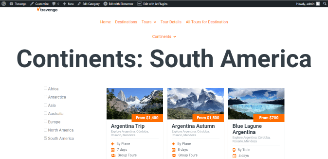 displaying prefiltered results from the menu