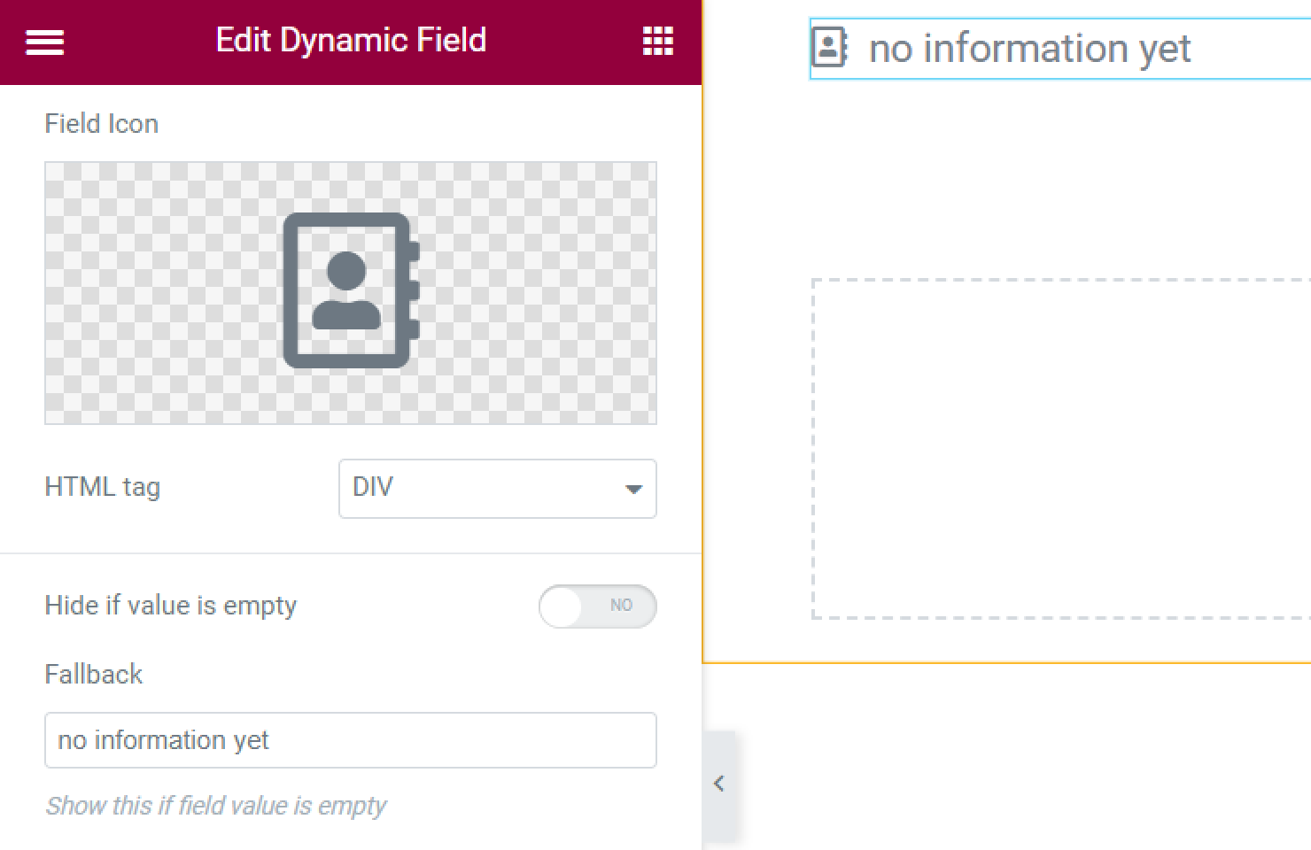 dynamic field callback