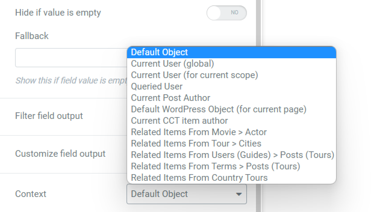 dynamic field context