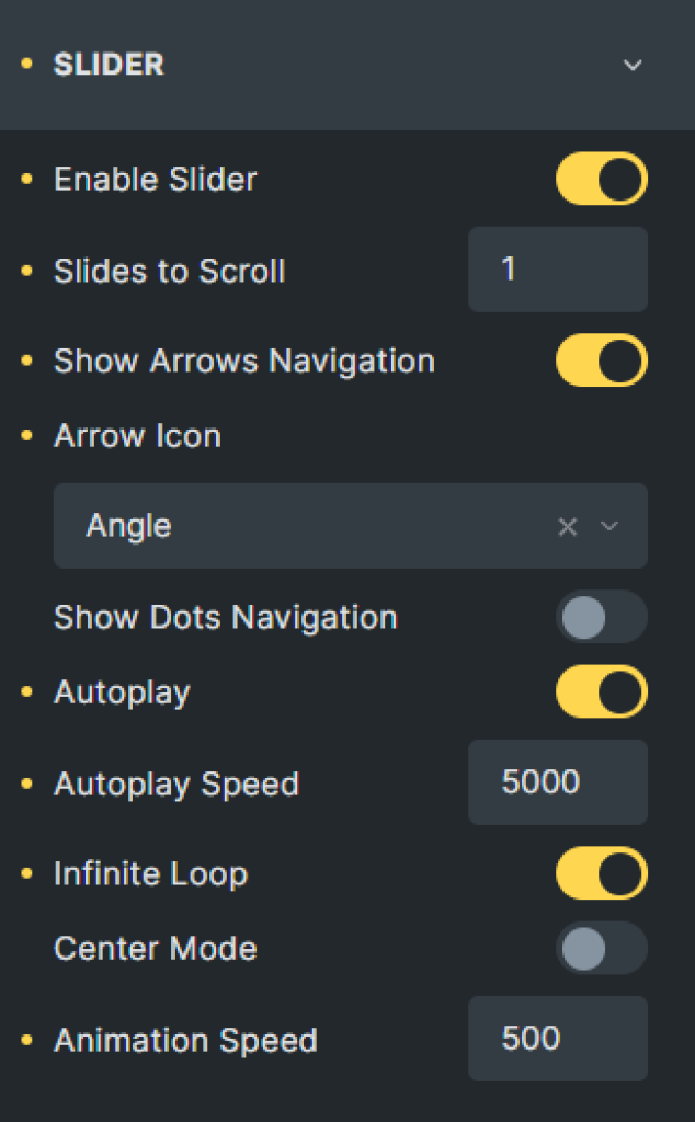 enable slider