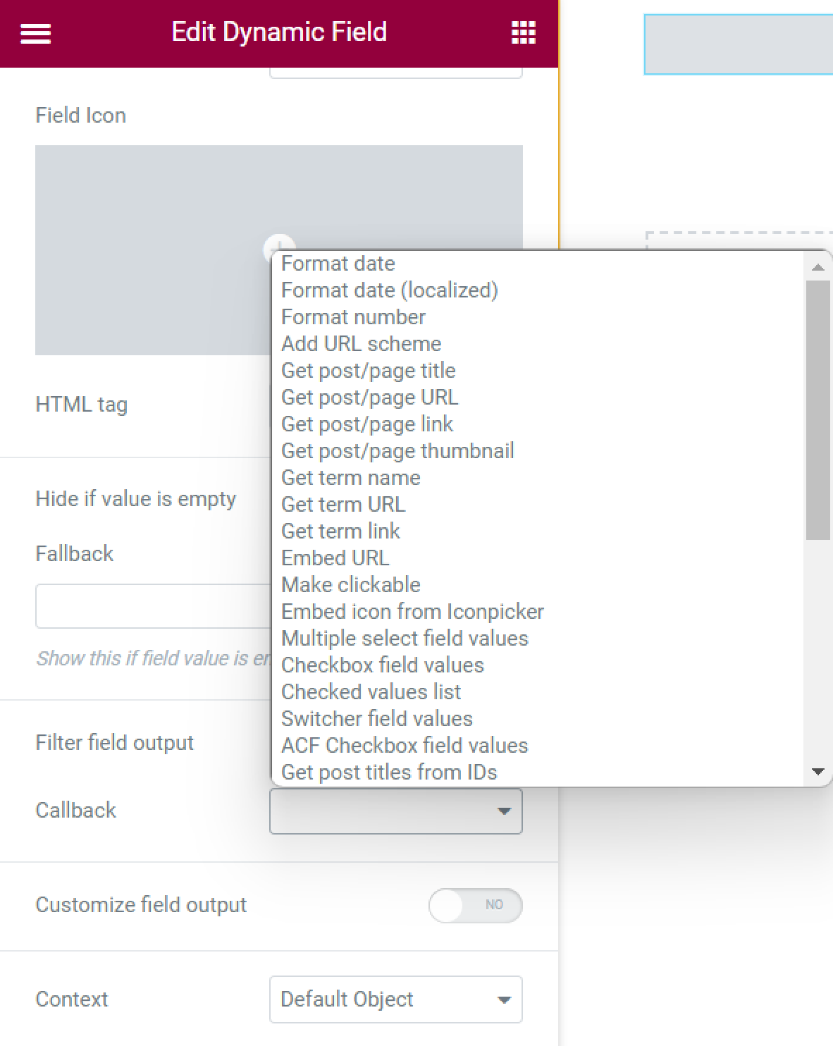 filter field output