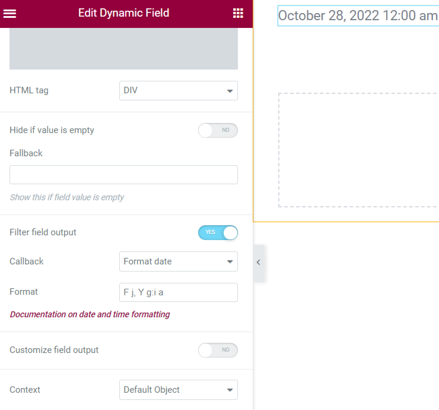 format date callback