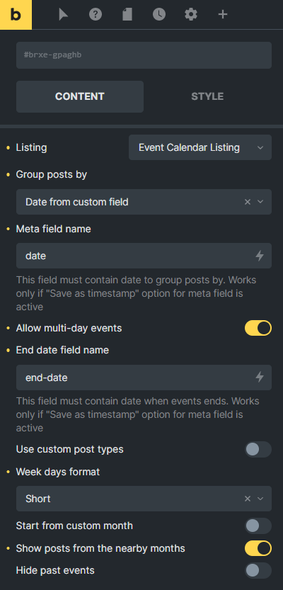 general calendar settings