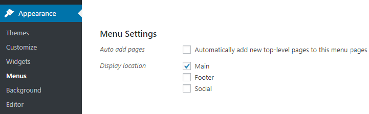 menu settings