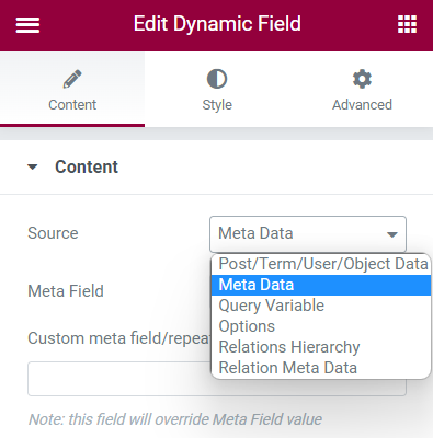 meta field source