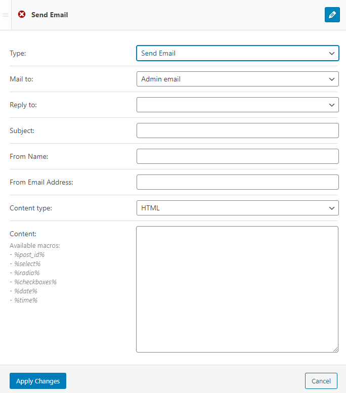 send email notification type