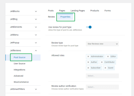 settings to assign post sources