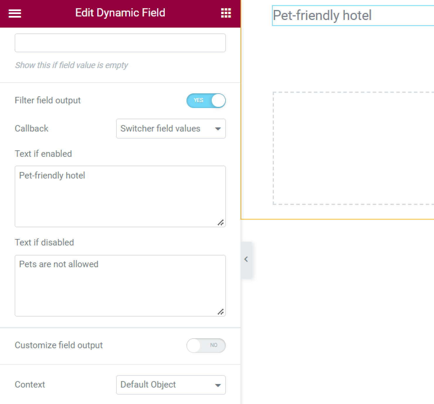 switcher field values