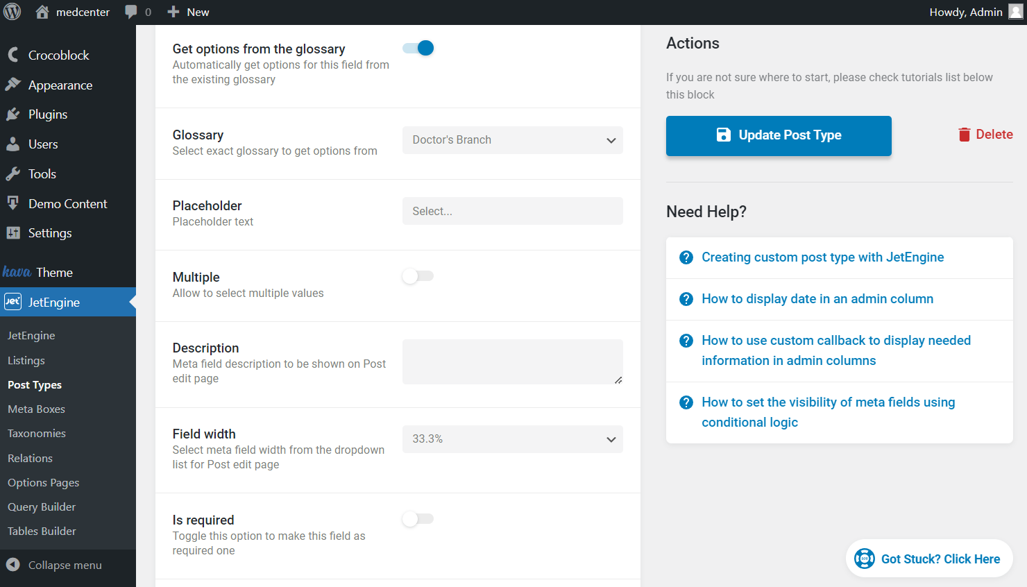 the second part of select meta field in post type