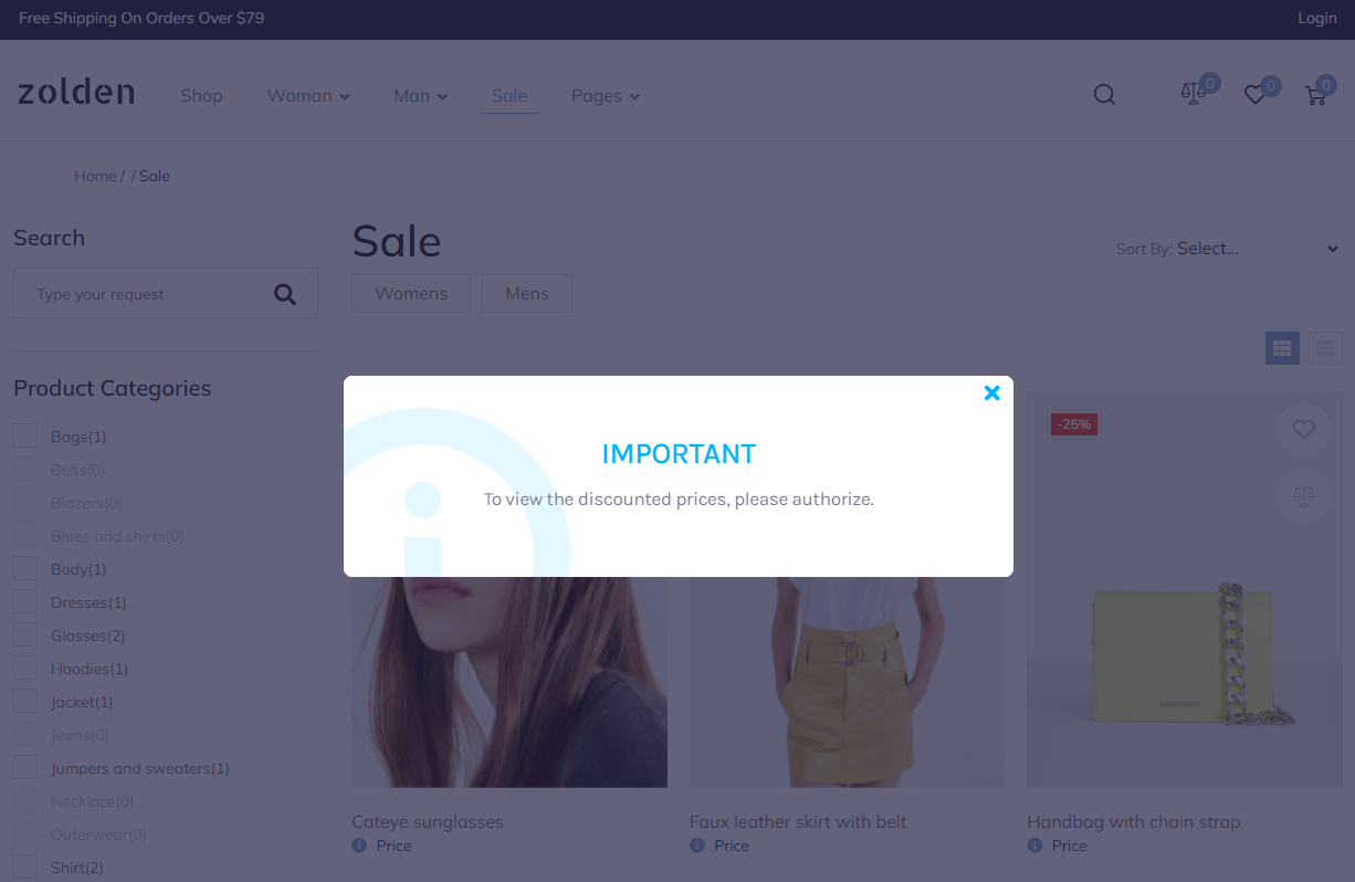 pop-up card on the front end